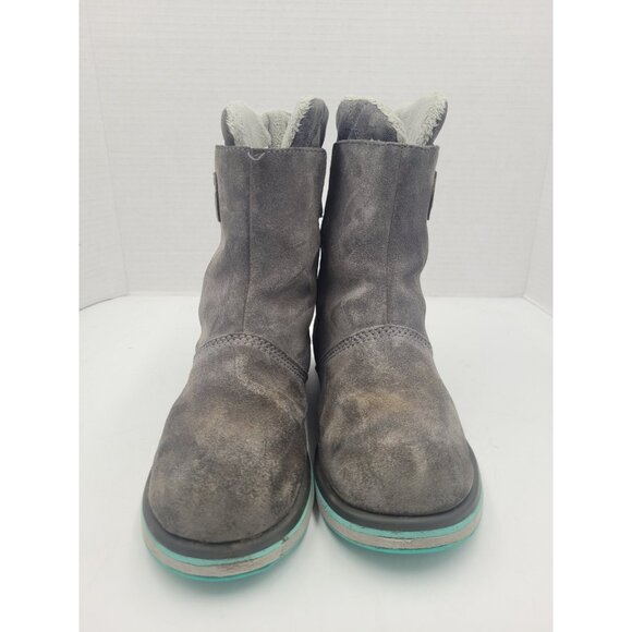 Sorel Rylee Boots Girls 4 Gray Suede Camo Camouflage Faux Fur Lined Waterproof - Picture 3 of 12